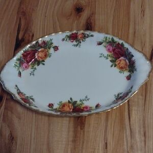 Royal Albert Oval Platter with Red and Gold Accents